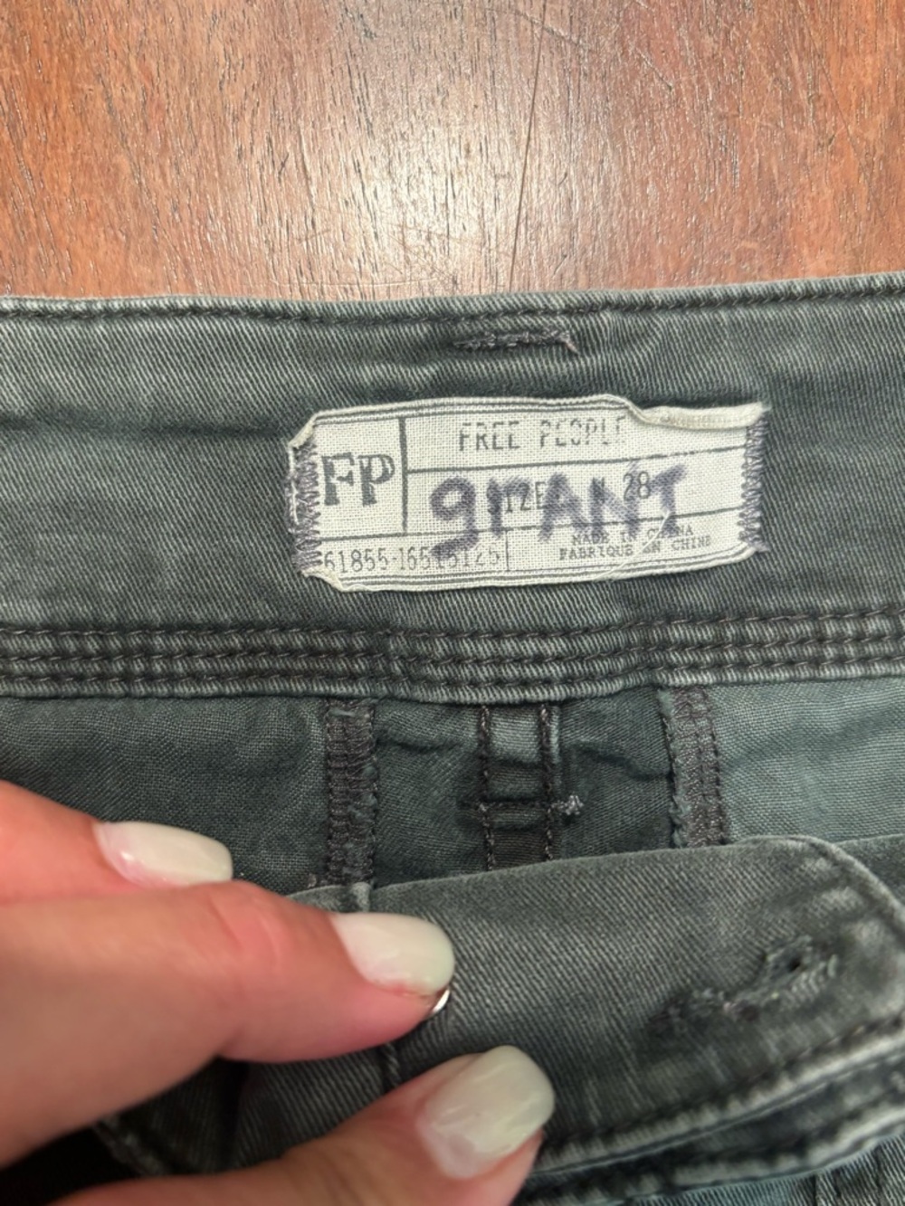Free People Washed Olive Utility Cargo Shorts - Picture 3 of 4
